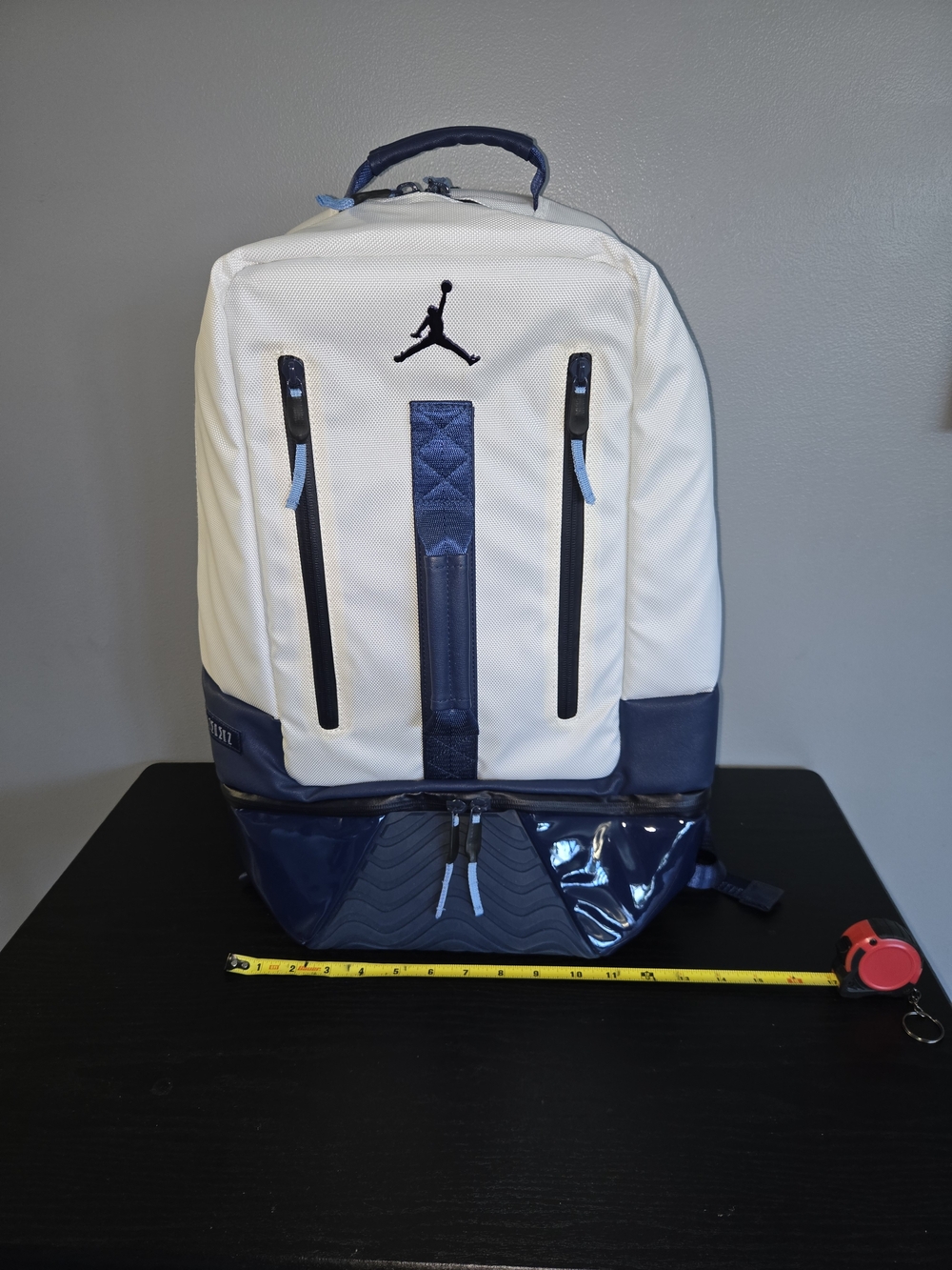 Jordan Retro 11 shoe backpack white and blue 22"x14"x7"